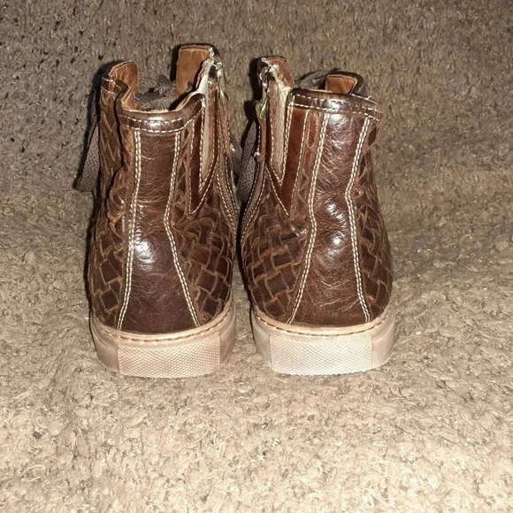 ROSSO FIORENTINO-Brown Woven Buffalo Leather-Distressed/Washed-Sz 39-Excellent - Picture 6 of 8